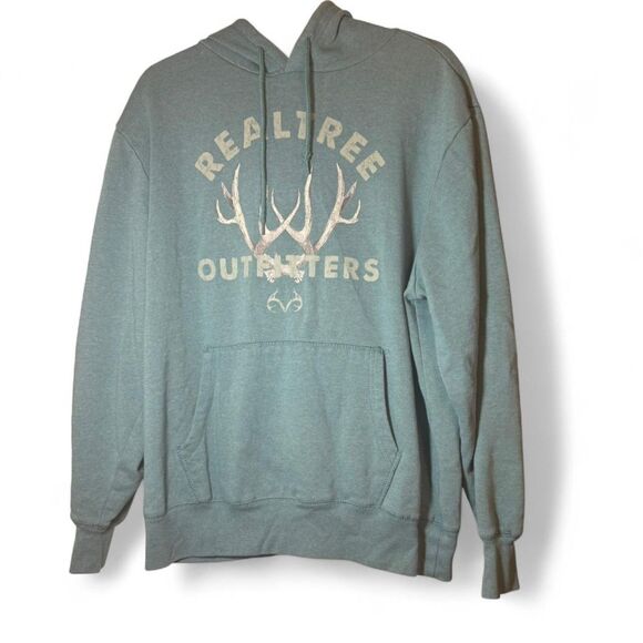 Realtree Mens Graphic Hoodie Long Sleeves Heather Spruce Size L - Picture 1 of 4